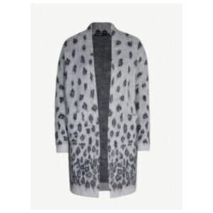Karen Millen Brushed Leopard Print Wool Blend Animal Print Open Cardigan